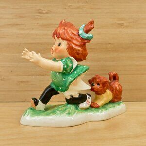 Vintage 60s GOEBEL Charlot Byj Red Head Girl and Puppy Porcelain Figurine